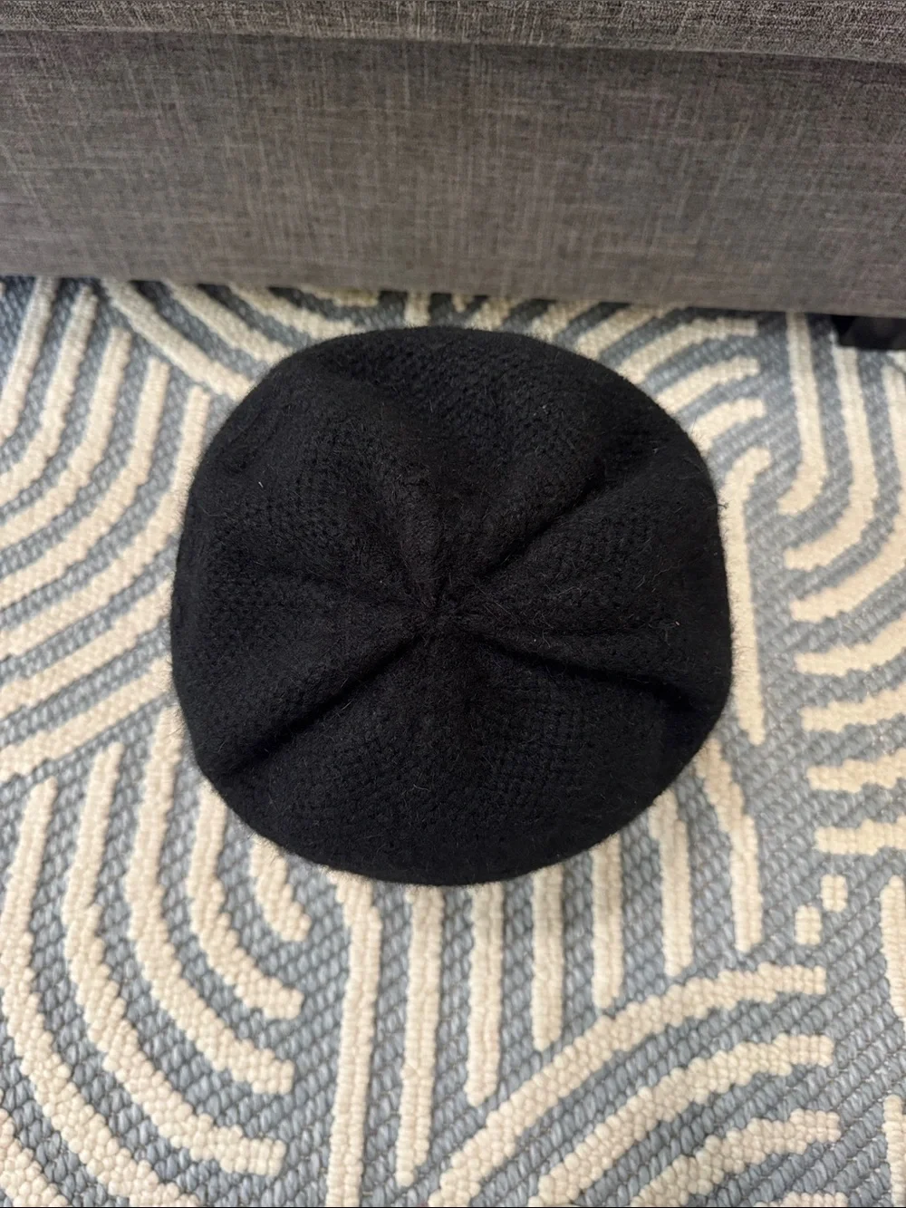 Y2K Black Angora Fuzzy Newsboy Cap Rhinestone Flower Hat